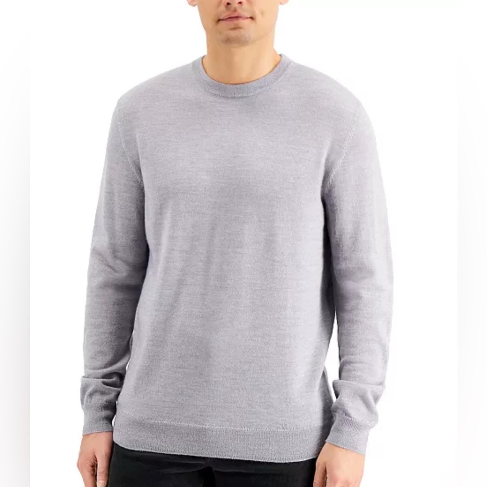 Club Room||Mens Solid Crew Neck Merino Wool Blend Sweater